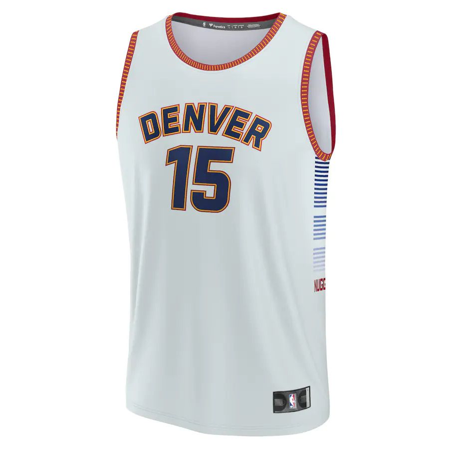 Men Denver Nuggets 15 Nikola Jokic Fanatics Branded Silver City Edition 2022-23 Fastbreak NBA Jersey